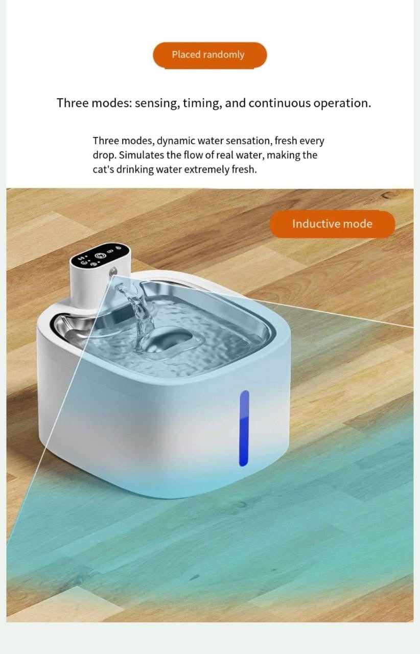 Smart Wireless Cat Water Fountain with Motion Sensor – 3.5L Stainless Steel Pet Drinking Fountain | Petluro