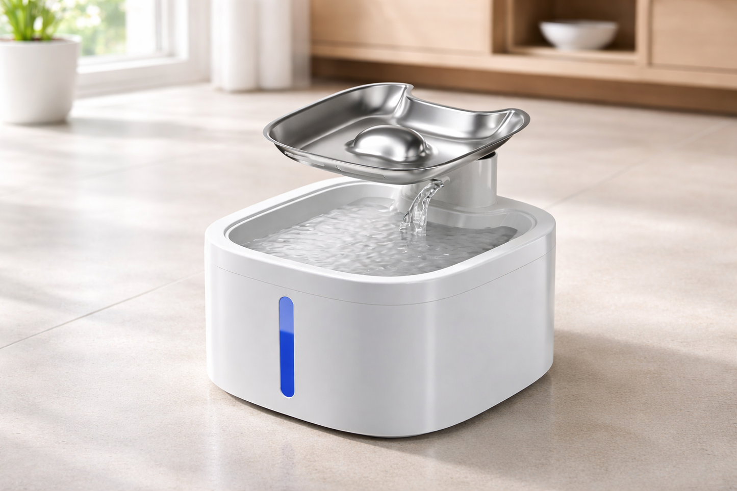 Smart Wireless Cat Water Fountain with Motion Sensor – 3.5L Stainless Steel Pet Drinking Fountain | Petluro