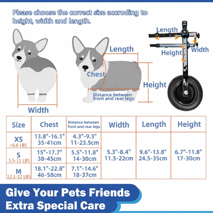 Adjustable Dog Wheelchair – Pet Mobility Cart for Disabled Dogs & Cats | Petluro