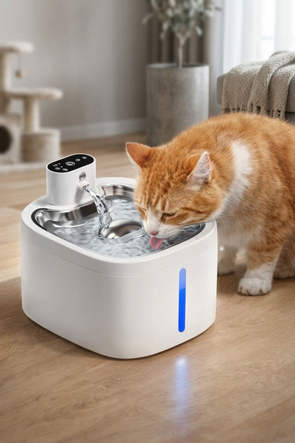 Smart Wireless Cat Water Fountain with Motion Sensor – 3.5L Stainless Steel Pet Drinking Fountain | Petluro